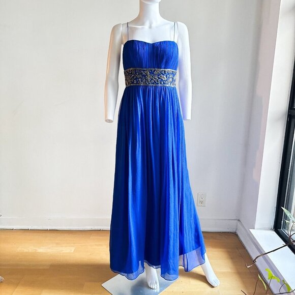 Aidan Mattox All Silk Beaded Empire waist Maxi Gown 8 - Picture 5 of 10